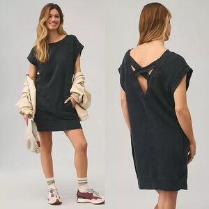 Anthropologie Daily Practice XS Lounge Boat neck Pocketed Oversized Mini Dress